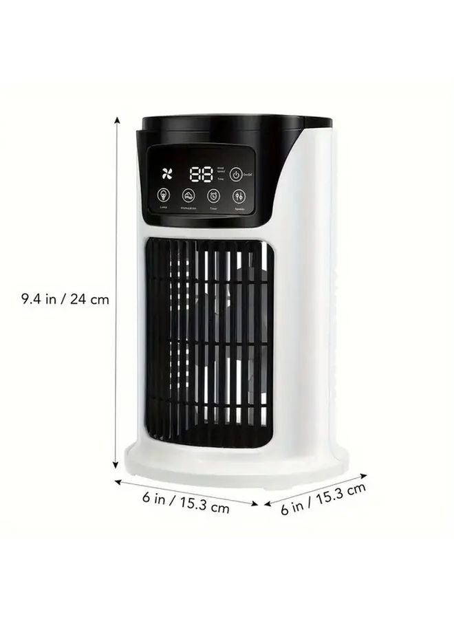 مكيف هواء أبيض محمول مع مروحة ومرطب وإضاءة جوية ومدخل USB لتبريد شخصي للمنزل والمكتب والسفر - Image 4